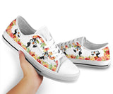 Penguin Beautiful Flowers Low Top Shoes For Women, Shoes For Men Custom Shoes