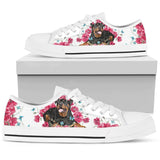 Rottweiler Flower And Butterfly Low Top Shoes For Women, Shoes For Men Custom Shoes