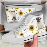Pug Sunflower High Top Shoes For Women, Shoes For Men Custom Shoes