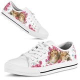Sheltie Flower And Butterfly Low Top Shoes For Women, Shoes For Men Custom Shoes