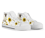 Pug Sunflower High Top Shoes For Women, Shoes For Men Custom Shoes