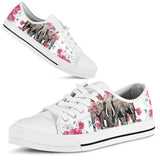 Elephant Flower And Butterfly Low Top Shoes For Women, Shoes For Men Custom Shoes