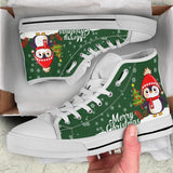 Penguin Merry Christmas Green High Top Shoes For Women, Shoes For Men Custom Shoes