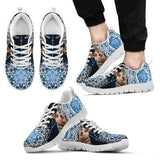 Heeler Blue Flowers Sneakers Shoes For Women, Shoes For Men Sneaker Custom Shoes