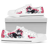Schnauzer Flower And Butterfly Low Top Shoes For Women, Shoes For Men Custom Shoes