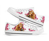 Golden Retriver Flower And Butterfly Low Top Shoes For Women, Shoes For Men Custom Shoes