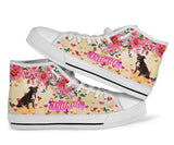 Cute Pitbull Flower High Top Shoes For Women, Shoes For Men Custom Shoes