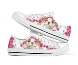 Bulldog Flowers And Butterfly Low Top Shoes For Women, Shoes For Men Custom Shoes