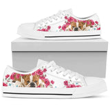 Bulldog Flower And Butterfly Low Top Shoes For Women, Shoes For Men Custom Shoes