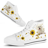 Bichon Frise Sunflower High Top Shoes For Women, Shoes For Men Custom Shoes