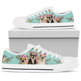 Chihuahua Flower Low Top Shoes For Women, Shoes For Men Custom Shoes