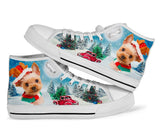 Yorkshire Terrier In Xmas High Top Shoes For Women, Shoes For Men Custom Shoes