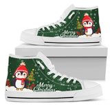 Penguin Green Christmas High Top Shoes For Women, Shoes For Men Custom Shoes