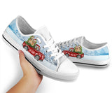 Red Car Golden Retriever Low Top Shoes For Women, Shoes For Men Custom Shoes