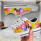 Basset Hound Flowers Low Top Shoes For Women, Shoes For Men Custom Shoes