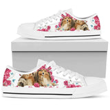 Sheltie Flower And Butterfly Low Top Shoes For Women, Shoes For Men Custom Shoes