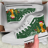 Giraffe Green Christmas High Top Shoes For Women, Shoes For Men Custom Shoes