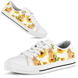 Poodle Sunflower Low Top Shoes For Women, Shoes For Men Custom Shoes