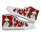 Shih Tzu Red High Top Shoes For Women, Shoes For Men Custom Shoes