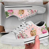 Cats Flower Low Top Shoes For Women, Shoes For Men Custom Shoes