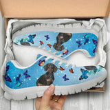 Dachshund And Butterflies Sneakers Shoes For Women, Shoes For Men Sneaker Custom Shoes