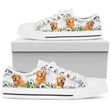 Cute Golden Retriever Flower Low Top Shoes For Women, Shoes For Men Custom Shoes