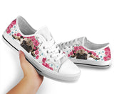 Pug Flower And Butterfly Low Top Shoes For Women, Shoes For Men Custom Shoes