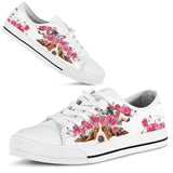Basset Hound Flower And Butterfly Low Top Shoes For Women, Shoes For Men Custom Shoes