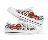 Penguin Red Car Low Top Shoes For Women, Shoes For Men Custom Shoes