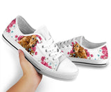 Golden Retriver Flower And Butterfly Low Top Shoes For Women, Shoes For Men Custom Shoes