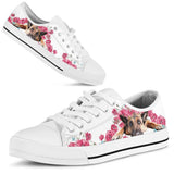 German Shepherd Flower And Butterfly Low Top Shoes For Women, Shoes For Men Custom Shoes