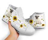 Pug Sunflower High Top Shoes For Women, Shoes For Men Custom Shoes