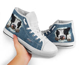 Cow Jeans High Top Shoes For Women, Shoes For Men Custom Shoes
