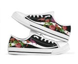 Flamingo Embroidery Rose Low Top Shoes For Women, Shoes For Men Custom Shoes