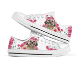 Shih Tzu Flower And Butterfly Low Top Shoes For Women, Shoes For Men Custom Shoes