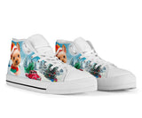 Yorkshire Terrier In Xmas High Top Shoes For Women, Shoes For Men Custom Shoes