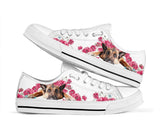 German Shepherd Flower And Butterfly Low Top Shoes For Women, Shoes For Men Custom Shoes