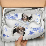Shih Tzu Flowers Sneakers Shoes For Women, Shoes For Men Sneaker Custom Shoes