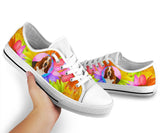 Basset Hound Flowers Low Top Shoes For Women, Shoes For Men Custom Shoes