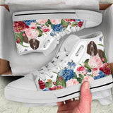 English Springer Spaniel Flower High Top Shoes For Women, Shoes For Men Custom Shoes