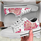 Pig Flower And Butterfly Low Top Shoes For Women, Shoes For Men Custom Shoes