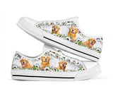Cute Golden Retriever Flower Low Top Shoes For Women, Shoes For Men Custom Shoes