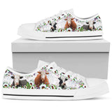 Cute Cow Flower Low Top Shoes For Women, Shoes For Men Custom Shoes