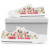 Flamingo And Wine Low Top Shoes For Women, Shoes For Men Custom Shoes