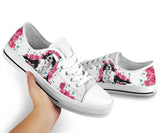 Border Collie Flower And Butterfly Low Top Shoes For Women, Shoes For Men Custom Shoes