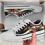 Flamingo Embroidery Rose Low Top Shoes For Women, Shoes For Men Custom Shoes