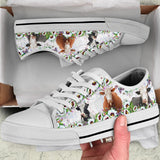 Cute Cow Flower Low Top Shoes For Women, Shoes For Men Custom Shoes
