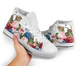 Shih Tzu Flower High Top Shoes For Women, Shoes For Men Custom Shoes