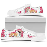 Chihuahua Flower And Butterfly Low Top Shoes For Women, Shoes For Men Custom Shoes