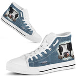 Cow Jeans High Top Shoes For Women, Shoes For Men Custom Shoes